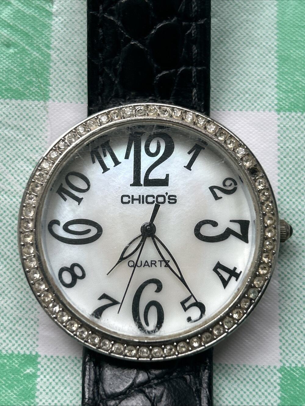 Chicos MOP Dial Black Band Women’s Quartz Watch